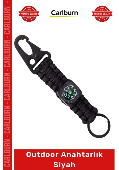 Anahtarlık Taktik Kamp Dağcılık Dayanıklı Çelik Klipsli Karabinmalı Şık Outdoor Anahtarlık Siyah