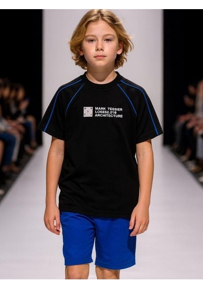 Marions Çocuk Mark Yazılı Oversize Tasarım T-shirt-15956 SIYAH