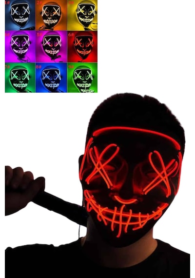 Led Işıklı Neon Maske Cadılar Bayramı Maskesi Korkunç Depomıx - 69 Korku Maskesi