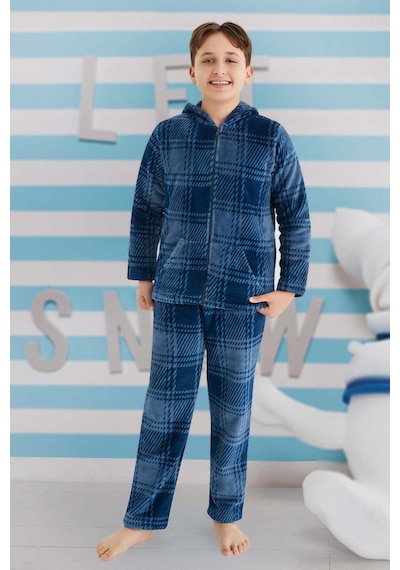 Aydoğan Erkek Çocuk Polar Pijama Takımı 240524 Mavi Mavi