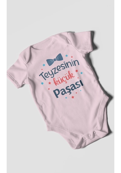 Morivokids Teyzesinin Küçük Paşası Kısa Kollu Bebek Body Bebe Pembe