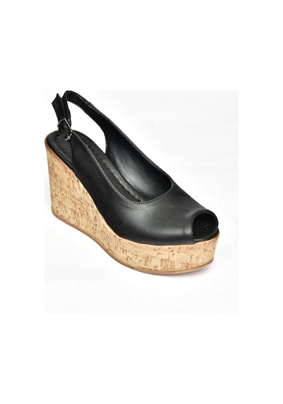 Fox Shoes S996063509 Siyah Dolgu Topuklu Kadın Ayakkabı Siyah