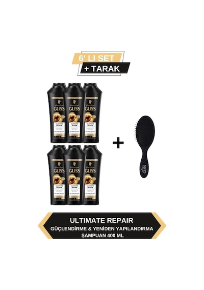 Gliss Ultimate Repair Güçlendirici Şampuan 6 x 400 ML + Tarak