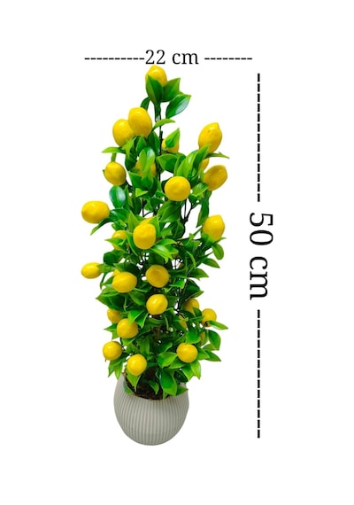 Limon Ağacı Mutfak Süsü Bej Beyaz Saksıda Yapay Çiçek