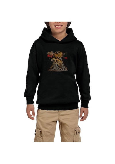 Zepplin Giyim Cattle Decapitation Death Atlas Siyah Çocuk Kapşonlu Sweatshirt