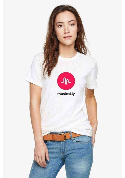 Musically Logo Ly Baskılı Beyaz Kadın Tshirt