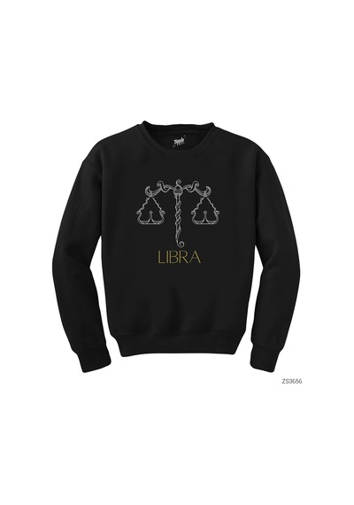 Terazi Burç Retro Siyah Sweatshirt