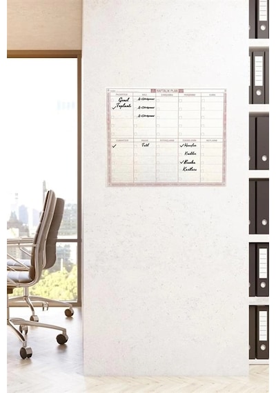 Şeffaf Kendiliğinden Yapışkanlı Kalemli Haftalık Planlayıcı 40cm-50cm Bx40 124-Pembe