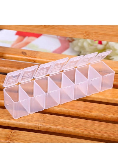 7 Bölmeli Şeffaf Renkli Haftalık İlaç Saklama Kutusu Plastik