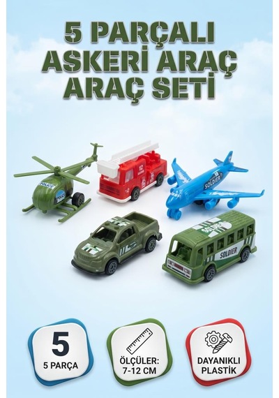 5 Li Asker Ve Acil Durum Seti 7-14 Cm Çek Bırak Eğitici Ve Eğlenceli Çocuk Oyuncak Seti