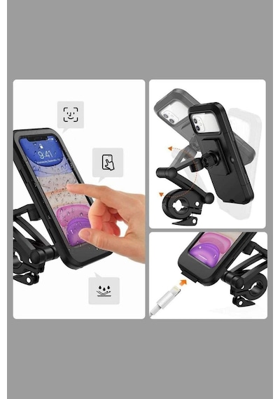 Motorsiklet Bisiklet Atv Manyetik Su Geçirmez 360 5-7 İnç Telefon Tutucu Tutacağı M3 1 Adet