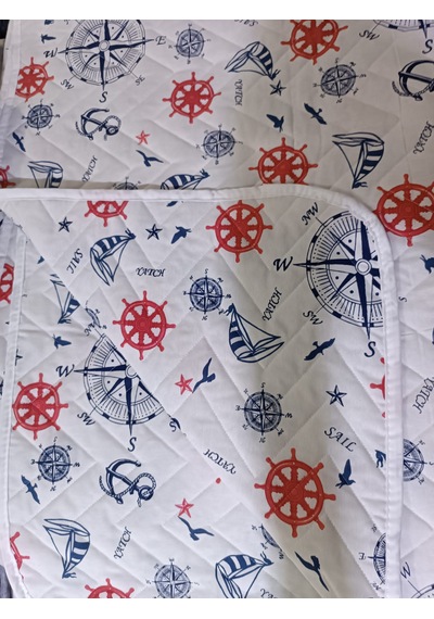 Tek Kişilik Kapitoneli Çapa Desenli Çok Amaçlı Örtü Pike - 160x22