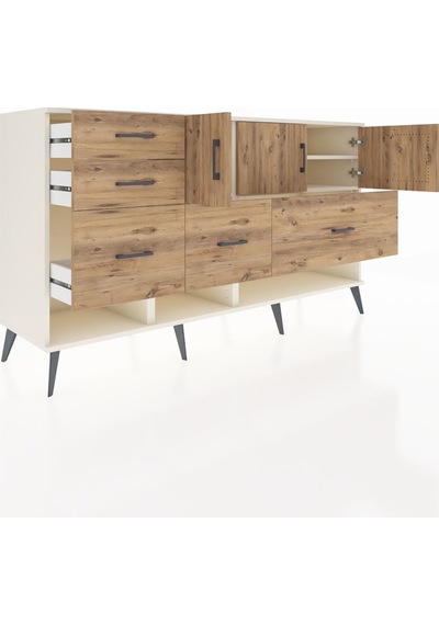 Hyperion Konsol 3 Raflı 5 Çekmeceli 3 Kapaklı 176x44x99 Aytaşı-ça Aytaşı-çam