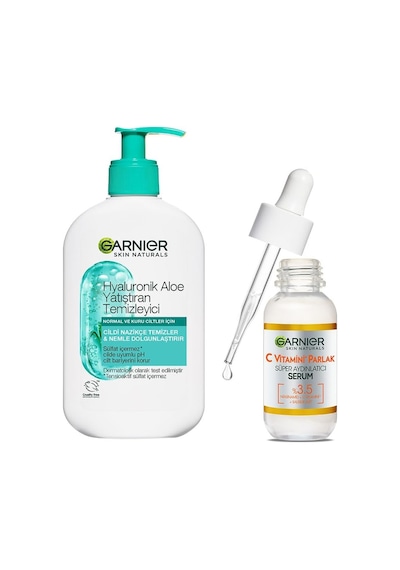 Hyaluronik Aloe Nemlendiren Ve Yatıştıran Temizleyici 250 Ml & C Vitamini Parlak Süper Aydınlatıcı Serum 30 Ml Cilt Bakım Seti
