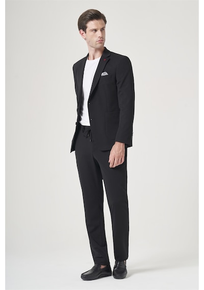 İmza Siyah Mono Yaka 6 Drop Slim Fit Beli Lastikli Takım Elbise 1001260194