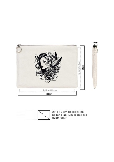 Tattoo Tablet/portföy Çanta - Astarlı 30x21 Cm Beyaz - No.02 Beyaz