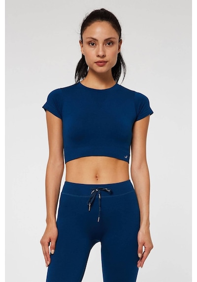 Jerf Captiva Yumuşak Dokulu & Esnek Crop Top Solid Lacivert