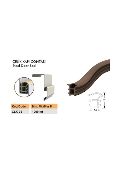 Çelik Kapı Kasa Fitili / Çelik Kapı Kanat Contası Fitili Çlk-36-Siyah-6 Metre