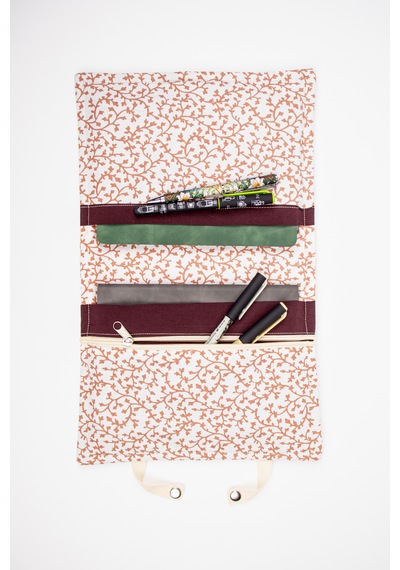 A5 Kitap Kılıfı Fermuarlı Cepli, Kumaş Defter Kılıfı, Çıtçıtlı Organizer Kılıf