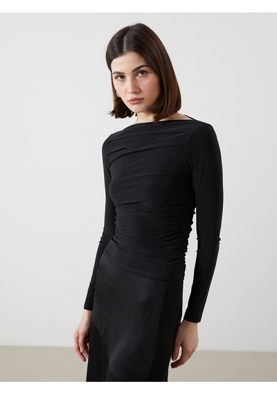 Lcw Vision Siyah Kayık Yaka Kadın Body