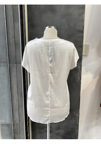 Pera Moda Büyük Beden Baskı Desenli Kısa Kollu Bluz Gömlek Pembe