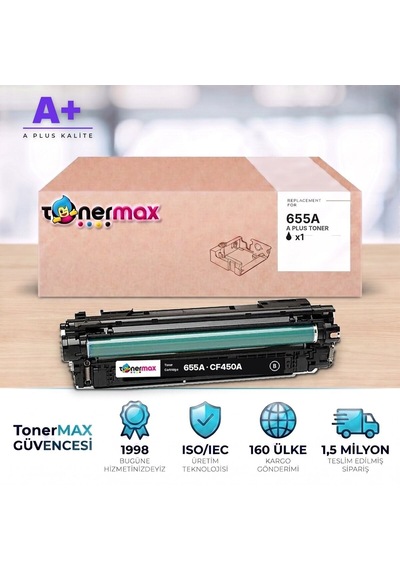 Hp 655a Cf450a Siyah Uyumlu Toner A Plus / Color Laserjet Enterprise M652 / M653 / Mfp M681 / M682