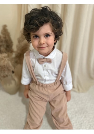 Miababy Papyonlu Fitilli Üçlü Takım Bej
