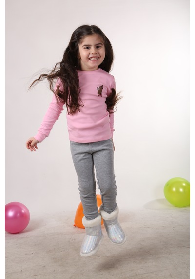 Teenyweenykids Ayıcık Baskı Pijama Takımı Açık Pembe AÇIK PEMBE