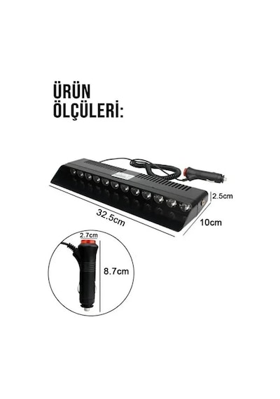 S12 Kumandalı Vantuzlu İkaz Lambası 12 Mod Kırmızı Beyaz Mavi Led Uyarı Işığı