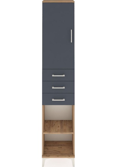Arges Dolap 4 Raflı 3 Çekmeceli Tek Kapaklı 44x30x221 Çam-antrasit Atlas Çam