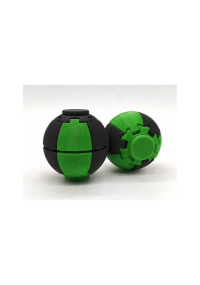 Alvera Press Küresi 3d Baskı Dönüşen Mekanik Fidget Stres Oyuncağı-yeşil-siyah