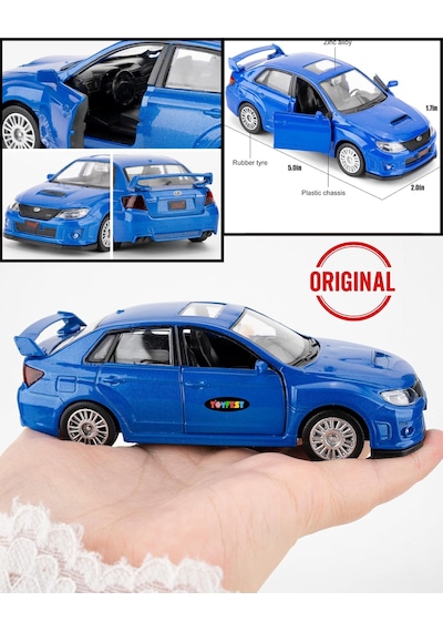 Uzak Doğu Serisi Subaru Wrx Stı Mavi Açılır Kapılar Diecast Metal Model Araba 11 Cm 1:32
