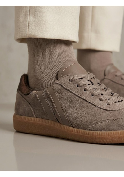 Venüs 2609920k Kadın Hakiki Süet Deri Çizgili Sneaker Ayakkabı Vizon