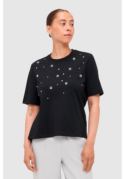 Only Kadın Onljulıa Bisiklet Yaka Taş Detaylı %100 Pamuk T-shirt 15324847 Black Siyah