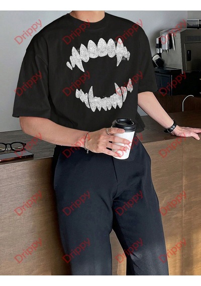 Flood Of Style Unisex Teeth Tshirt Siyah