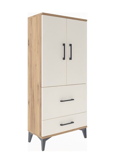 Arges Dolap Tek Raflı 2 Çekmeceli 2 Kapaklı 60x30x134 Çam-aytaşı Çam