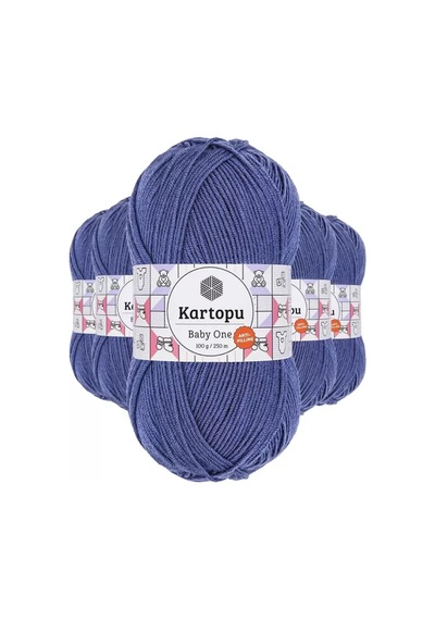 Tedar 5 Adet Baby One Tüylenmeyen El Örgü İpi Yünü Açık Lacivert K604 - Kartopu Mudanis Najmaddin (No:1) 8.5Cm X 10.5 Cm