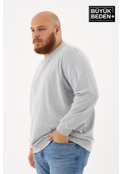 Superlife Erkek Büyük Beden Bisiklet Yaka İnce Sweatshirt Regular Fit %64 Pamuklu Spr26bsw956 Açık Gri Melanj