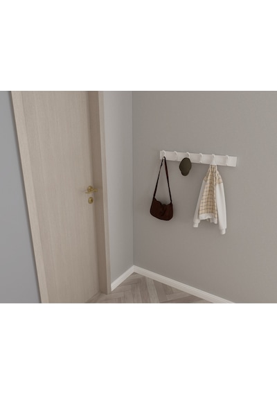 Hepsi3boyutlu Modern Duvar & Kapı Kanca Askılık - 6 Adet Beyaz Kanca Askılık - Model No : 2 Beyaz