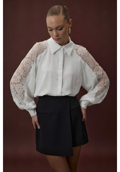 Sateen Talia Şort Etek - Siyah-137063 Siyah