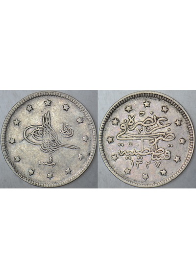 V. Mehmed Reşad Gümüş 2 Kuruş 13274 Kostantiniyye Darbı. Osmanlı İmparatorluğu.