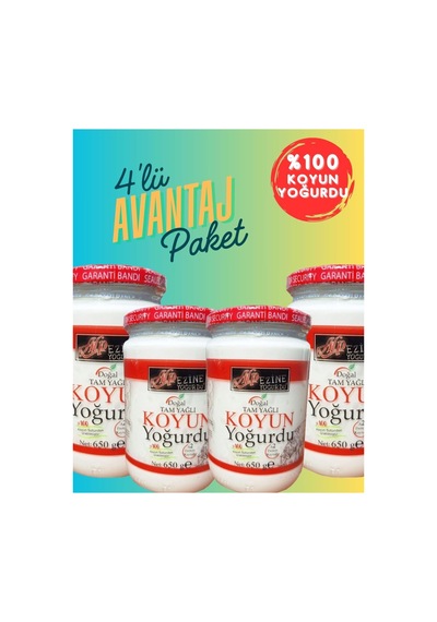 Koyun Yoğurdu % 100 Doğal 4 Adet 650g Toplam 2.600g Alp Ezine Yoğurdu
