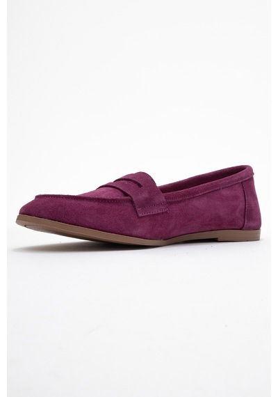 Luvishoes Luvi Shoes F02 Mor Süet Hakiki Deri Kadın Loafer Ayakkabı Mor