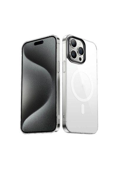 Apple iPhone Uyumlu 15 Pro Max Kılıf Zore Wireless Şarj Özellikli Şeffaf G-glass Kapak Çok Renkli