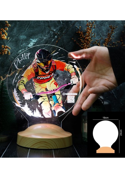 Mtb Ciye Özel İsimli Led Lamba Downhill Temalı Dağ Bisikleti Sporcu Hediyesi