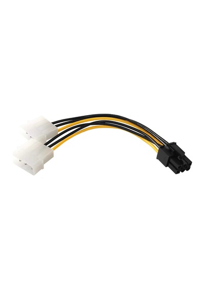 AoGo 6 Pin - Dual 4 Pin Molex Ide Güç Kablosu 6pin Pcı Express 2 X 4 Pinmolex Lp4 Power