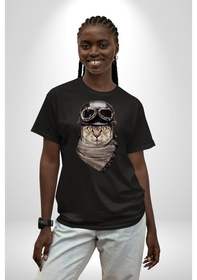 Kasket Bandana Motorcu Kedi Pamuklu Bisiklet Yaka Unisex Oversize Boyfriend Dijital Baskılı Siyah T-shirt Siyah Kasket Bandana Motorcu Kedi Pamuklu Bisiklet Yaka Unisex Oversize Boyfriend Dijital Baskılı Siyah T-shirt Siyah