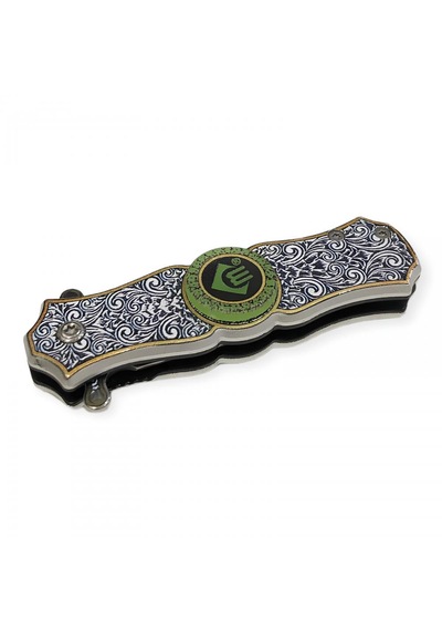 Göbeği Fosforlu 16cm İthal Stres Çarklı Kamp Çakısı Hediyelik Gümüş