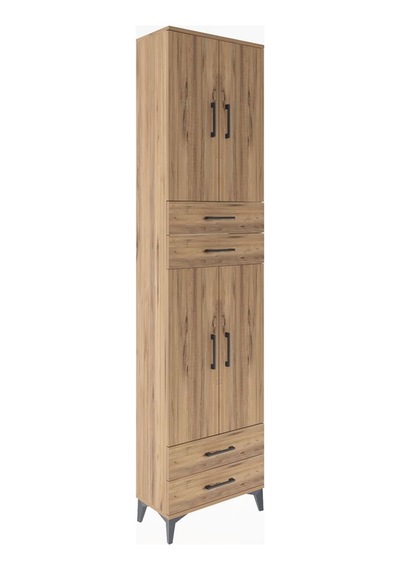 Arges Dolap 3 Raflı 4 Çekmeceli 4 Kapaklı 60x30x243 Çam-çam Atlas Çam