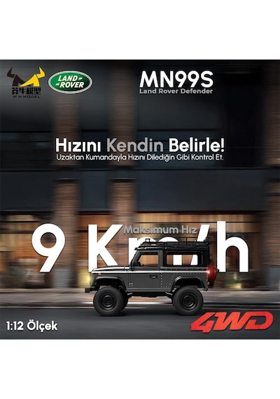 Mn Model Mn99s V2 1/12 Land Rover Defender 4wd Rc Model Crawler Offroad Uzaktan Kumandalı Araba Truck Rtr Lisanslı Gümüş+dahili Işık Seti Mn-99s V2